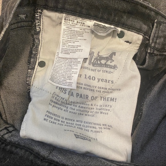 Levi’s 505C Orange Tab Black Cropped Jeans Sz 28 - Picture 6 of 7